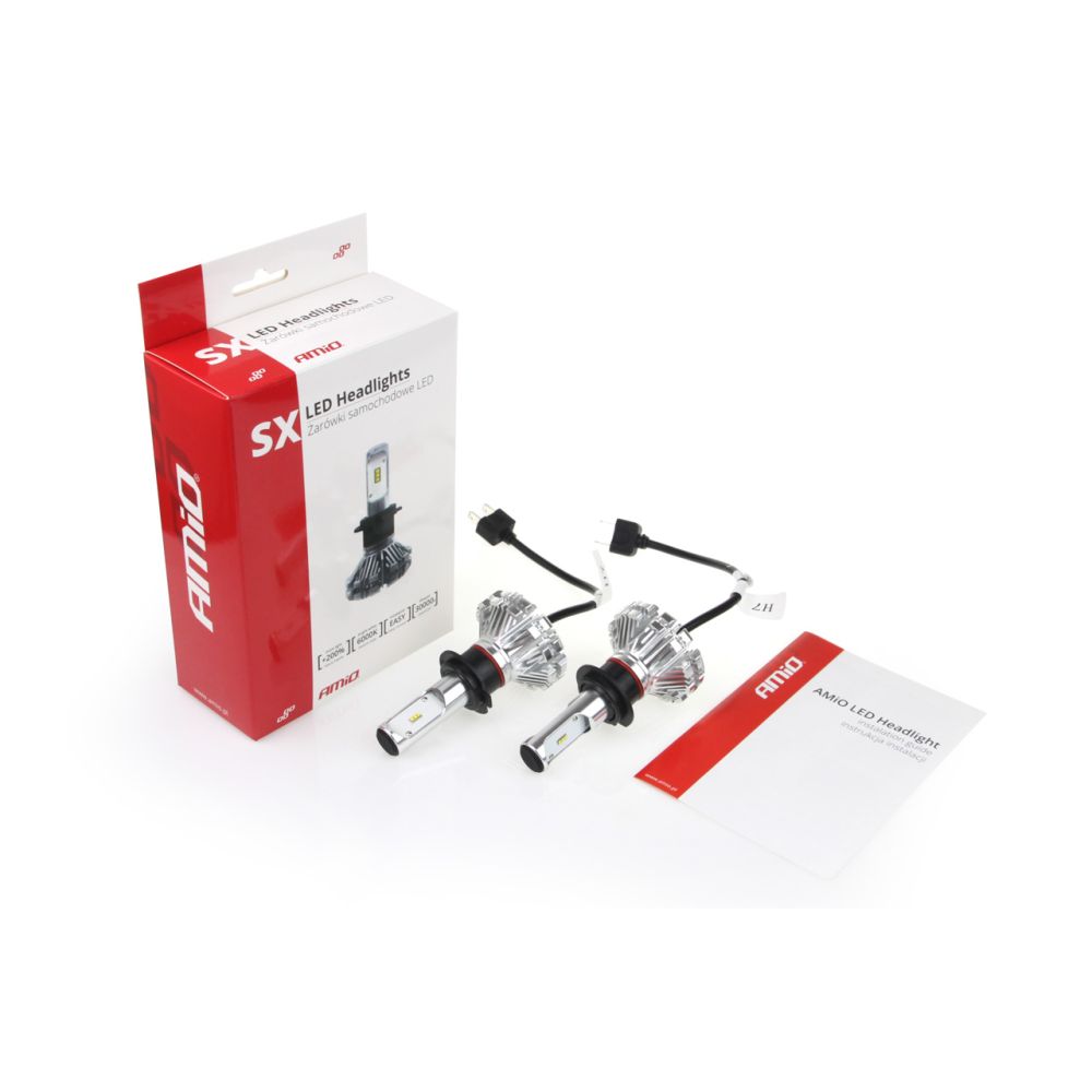 Amio - Λαμπτήρες SX SERIES τύπου H7 τάση λειτουργίας 6/12V απόδοσης 40W 6000K 3200lm με ενσωματωμένη ψύκτρα για Επιβατικά Αυτοκίνητα και Μοτοσυκλέτες - 2 τεμ. (01063/AM)