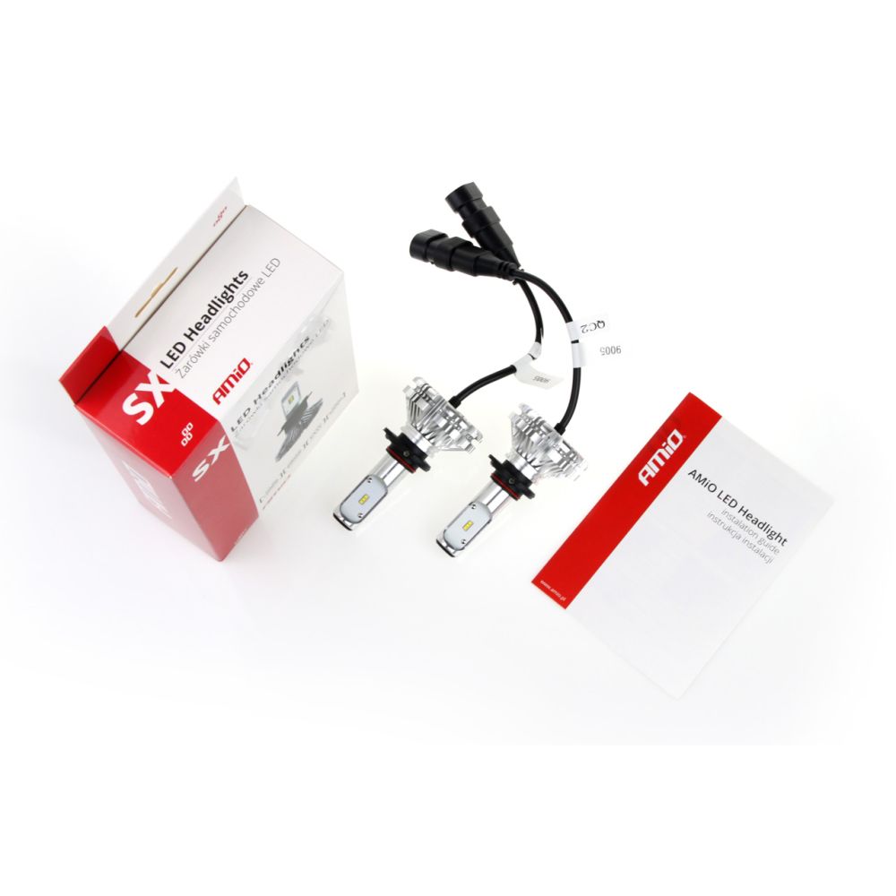 Amio - Λαμπτήρες SX SERIES τύπου HB3 τάση λειτουργίας 6/12V απόδοσης 40W 6000K 3200lm με ενσωματωμένη ψύκτρα για Επιβατικά Αυτοκίνητα και Μοτοσυκλέτες - 2 τεμ. (01067/AM)
