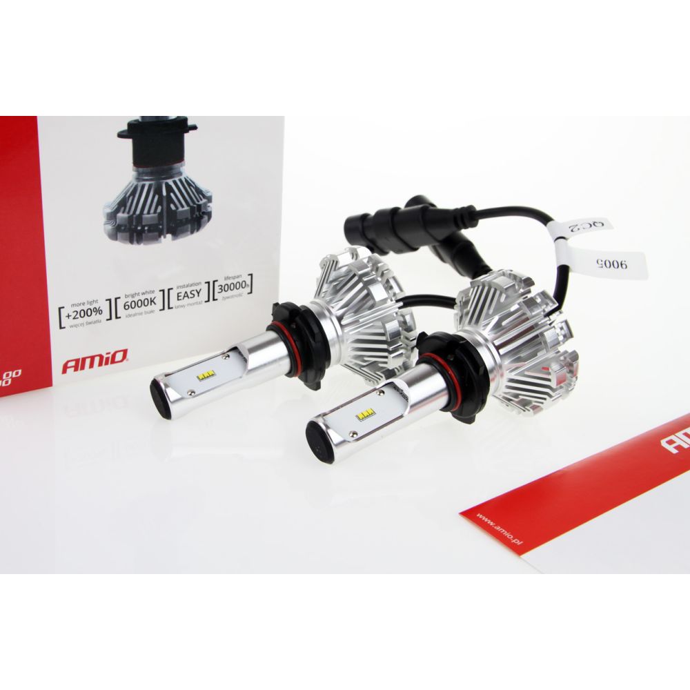 Amio - Λαμπτήρες SX SERIES τύπου HB3 τάση λειτουργίας 6/12V απόδοσης 40W 6000K 3200lm με ενσωματωμένη ψύκτρα για Επιβατικά Αυτοκίνητα και Μοτοσυκλέτες - 2 τεμ. (01067/AM)