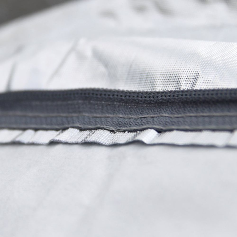 Amio - Κουκούλα Αυτοκινήτου Cotton 120g με φερμουάρ διάσταση 480 x 180 x 120 cm χρώμα ασημί μέγεθος Large για Επιβατικά Αυτοκίνητα - 1 τεμ. (01111/AM)