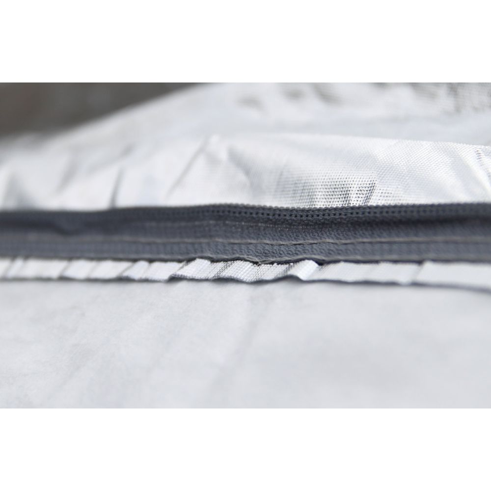 Amio - Κουκούλα Αυτοκινήτου Cotton 120g με φερμουάρ διάσταση 480 x 185 x 145 cm χρώμα ασημί μέγεθος SUV/Van Large για Επιβατικά Αυτοκίνητα - 1 τεμ. (01113/AM)