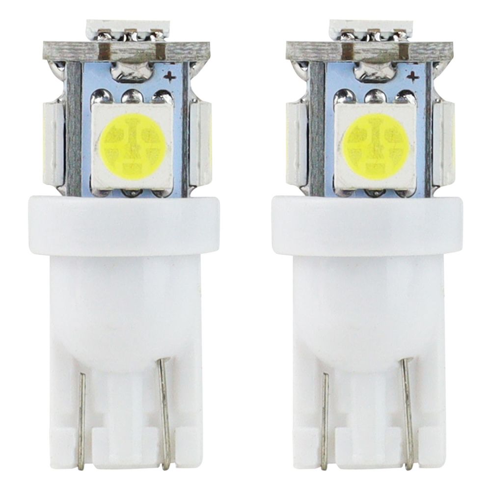 Amio - Λάμπες LED T10 W5W 12V W2.1x9.5d Λευκό Φως 5600K με 5 SMD 5050 chips Καρφωτές για Φώτα Θέσης Πινακίδας και Εσωτερικού Φωτισμού Αυτοκινήτου - 1 σετ (01284/AM)