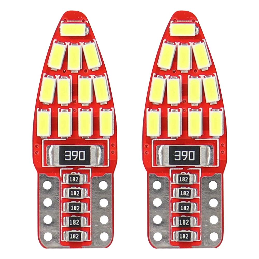 Amio - Λάμπες LED T10 W5W 12V W2.1x9.5d Λευκό Φως 5600K με 24 SMD 3014HP CAN-BUS Καρφωτές για Φώτα Θέσης Πινακίδας και Εσωτερικού Φωτισμού Αυτοκινήτου - 1 σετ (01285/AM)