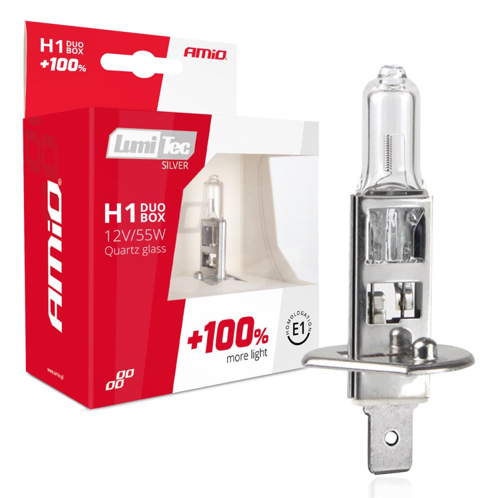 ΠΡΟΣΦΟΡΑ H1 12V 55W P14,5s LUMITEC SILVER ΑΛΟΓΟΝΟΥ +100% UP TO 25m ΑΜΙΟ- 2 ΤΕΜ.