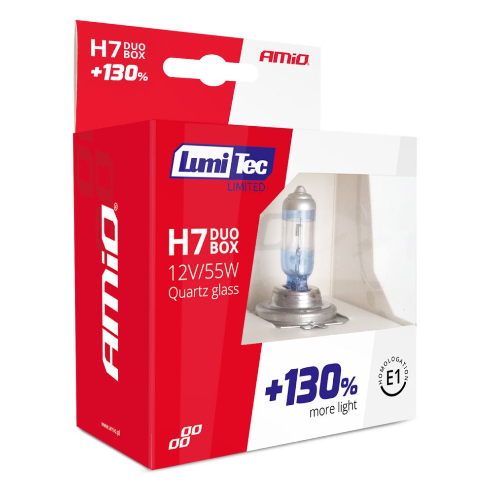 Amio – Λάμπες Αλογόνου H7 12V 55W P14.5s Lumitec Limited +130% έως 40m 4300K για Αυτοκίνητο & Μοτοσυκλέτα Σετ 2 Τεμ. (01406/AM)