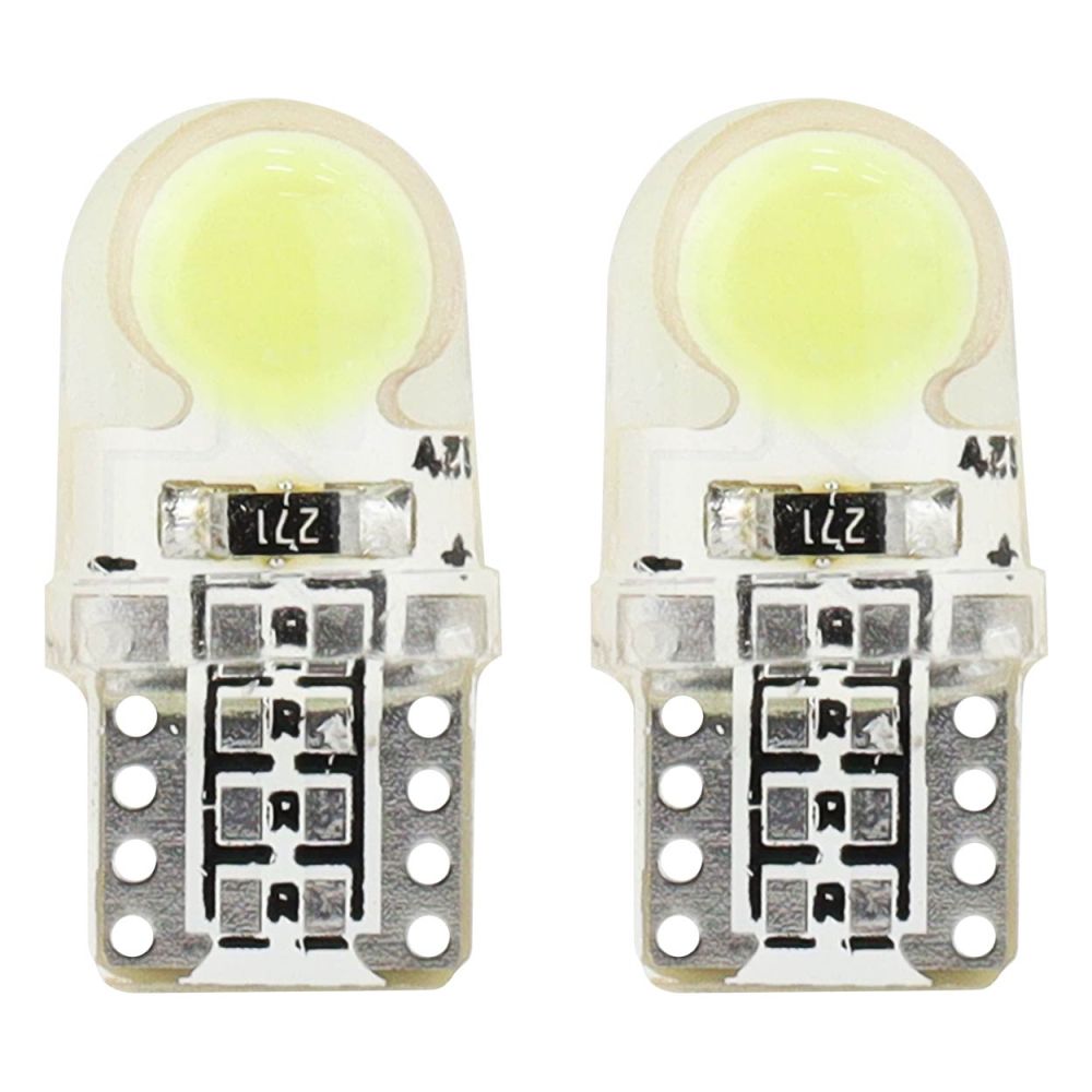 Amio – LED T10 W5W 12V W2.1x9.5d 5600K COB Σιλικόνης Καρφωτό Λευκό για Φώτα Θέσης & Εσωτερικού Αυτοκινήτου – 2 Τεμ. (01441/AM)