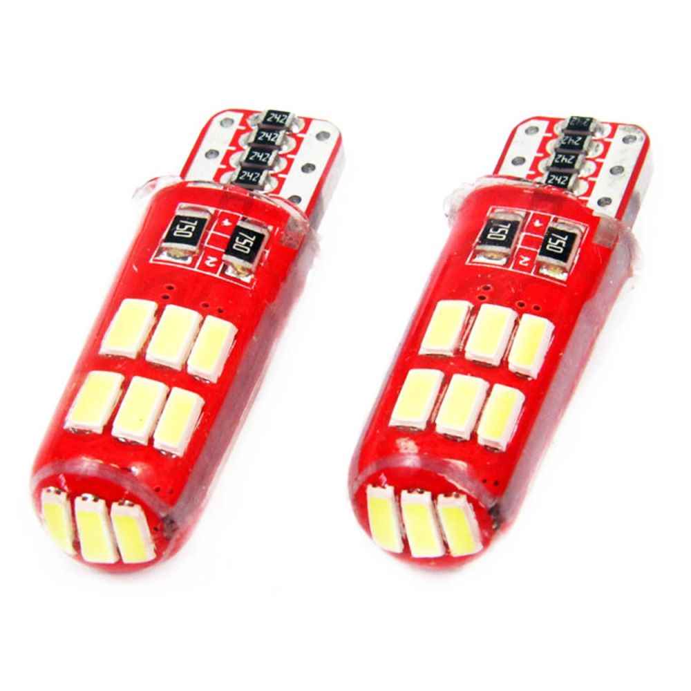 Amio – LED CANBUS T10 W5W 12V W2.1x9.5d 5600K 15xSMD 4014 Σιλικόνης Καρφωτό Λευκό για Φώτα Θέσης & Εσωτερικού Αυτοκινήτου – 2 Τεμ. (01443/AM)