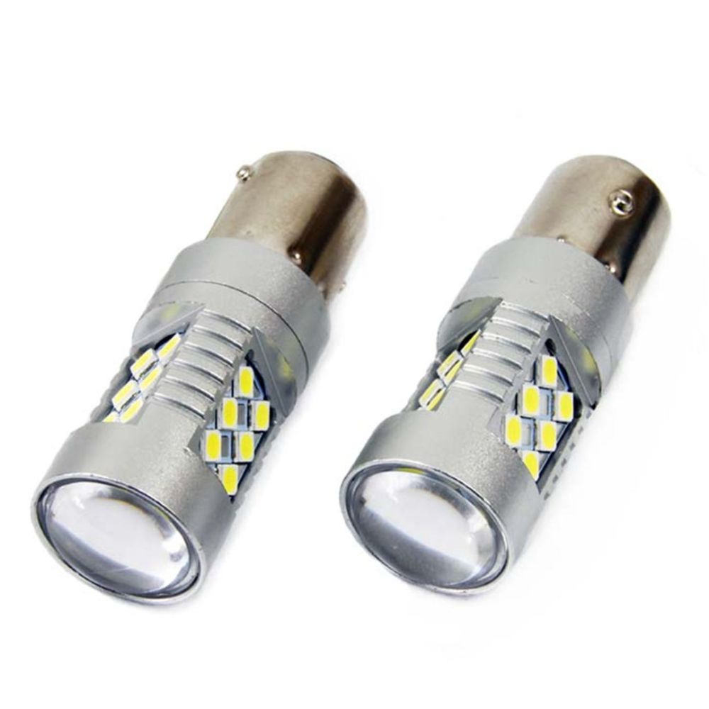 Amio – LED CANBUS P21W BA15s 12/24V 24xSMD 3030 Λευκό Διάθλασης Μονοπολικό για Φώτα Αυτοκινήτου & Φορτηγού – 2 Τεμ. (01445/AM)