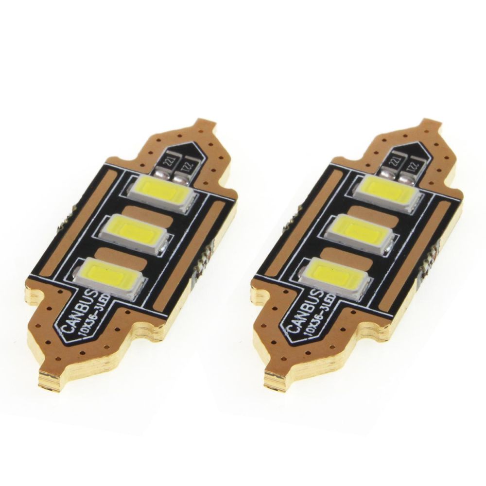 Amio – LED Λαμπάκια Πλαφονιέρας 36mm 12V 5600K 3xSMD 5730 για Εσωτερικό Φωτισμό Αυτοκινήτου – 2 Τεμ. (01449/AM)