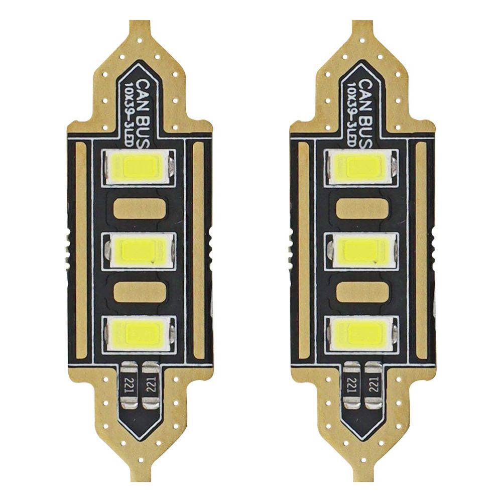 Amio – LED Λαμπάκια Πλαφονιέρας C5W 39mm 12V 0.5W 5600K 3xSMD 5730 για Αυτοκίνητο – 2 Τεμ. (01450/AM)