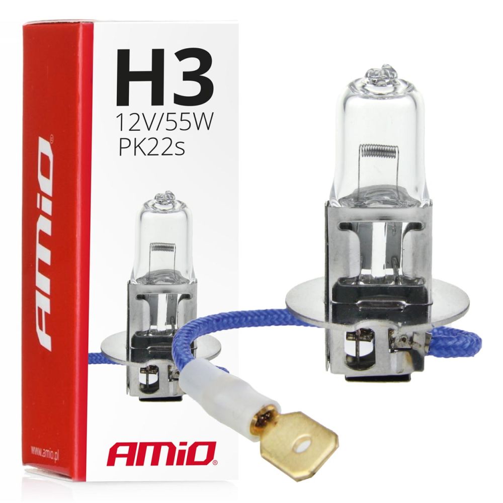 Amio – H3 PK22s 12V 55W LumiTec Λαμπτήρας Αλογόνου για Προβολείς / Φώτα Ομίχλης Αυτοκινήτου – 1 Τεμ. (01478/AM)