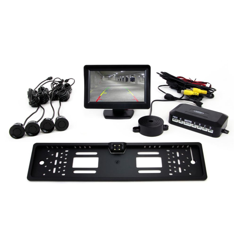 Amio – Σύστημα Παρκαρίσματος με 4 Αισθητήρες Μαύρους 22mm, Κάμερα CAM-402 Νυχτερινής Όρασης & Οθόνη 4.3" TFT για Ασφαλές Παρκάρισμα – 1 Τεμ. (01552/AM)