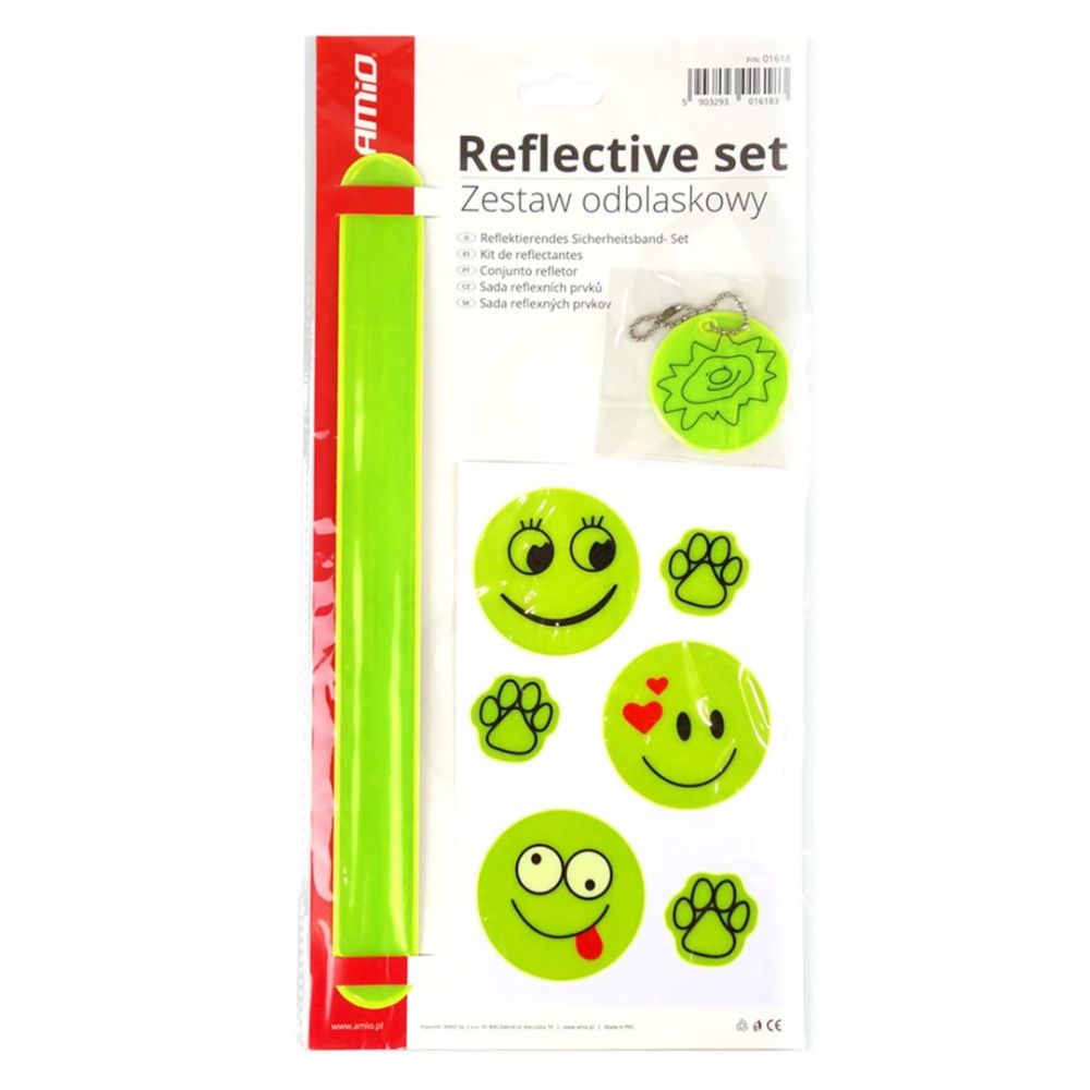 Amio – Ανακλαστικά Αυτοκόλλητα PVC Σετ 8 Τεμ. με Υψηλή Ορατότητα για Ασφαλή Χρήση σε Καθημερινές Μετακινήσεις – 1 Σετ (01618/AM)