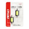 Amio – Λαμπάκια Πλαφονιέρας LED 36mm C5W C10W 12V 2.4W 5600K 3xCOB CANBUS για Ισχυρό Ομοιόμορφο Φωτισμό Εσωτερικού – Σετ 2 Τεμ. (01639/AM)