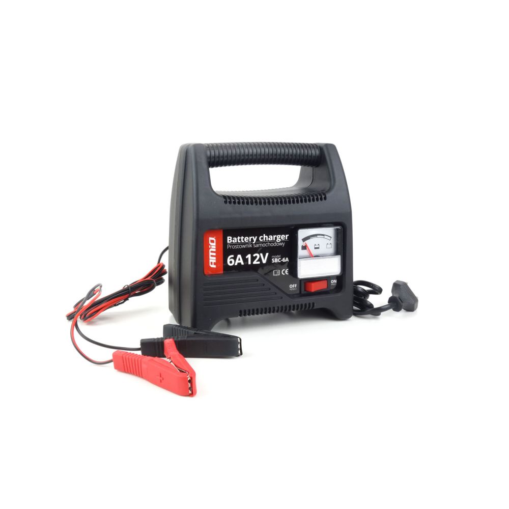 Amio - Φορτιστής Μπαταρίας 12V 6A για αξιόπιστη φόρτιση μπαταριών 20-80Ah με προστασία υπερφόρτωσης και ένδειξη κατάστασης φόρτισης για ασφαλή και εύκολη χρήση - 1 Τεμ. (02085/AM)