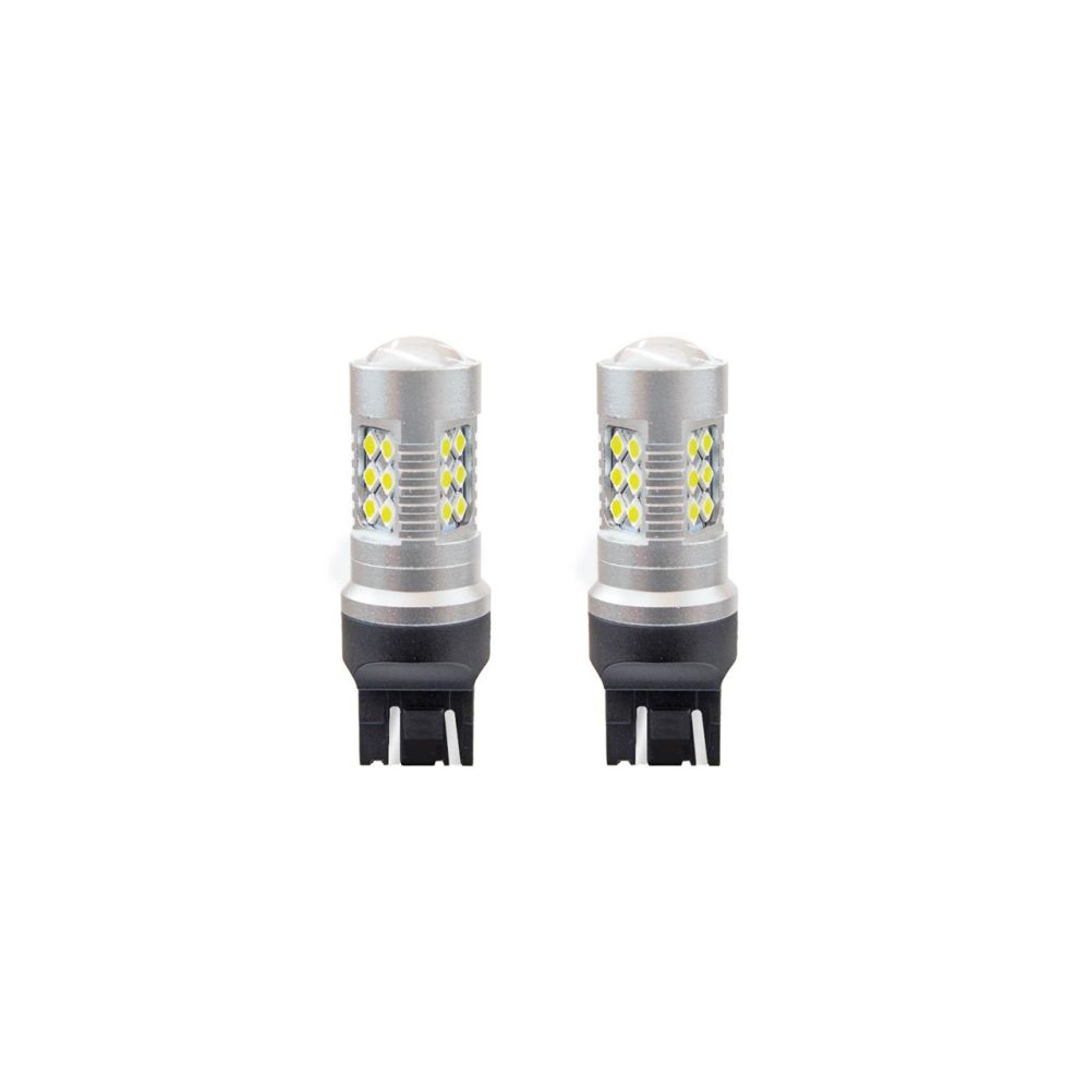 Amio - Λαμπτήρες LED τύπου W21/5W (T20 / 7443) για 12V & 24V ισχύος 6.2W με ψυχρό λευκό φως 5600K και 24 SMD 3030 CANBUS για αυξημένη ορατότητα πίσω φωτισμού - 1 Σετ (02126/AM)