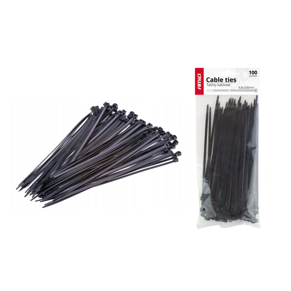 Amio - ΔΕΜΑΤΙΚΑ / ΔΕΤΙΚΑ ΚΑΛΩΔΙΩΝ TIE WRAP 2,5 X 100mm (ΜΑΥΡΟ) - 100 ΤΕΜ.  (02150/AM)