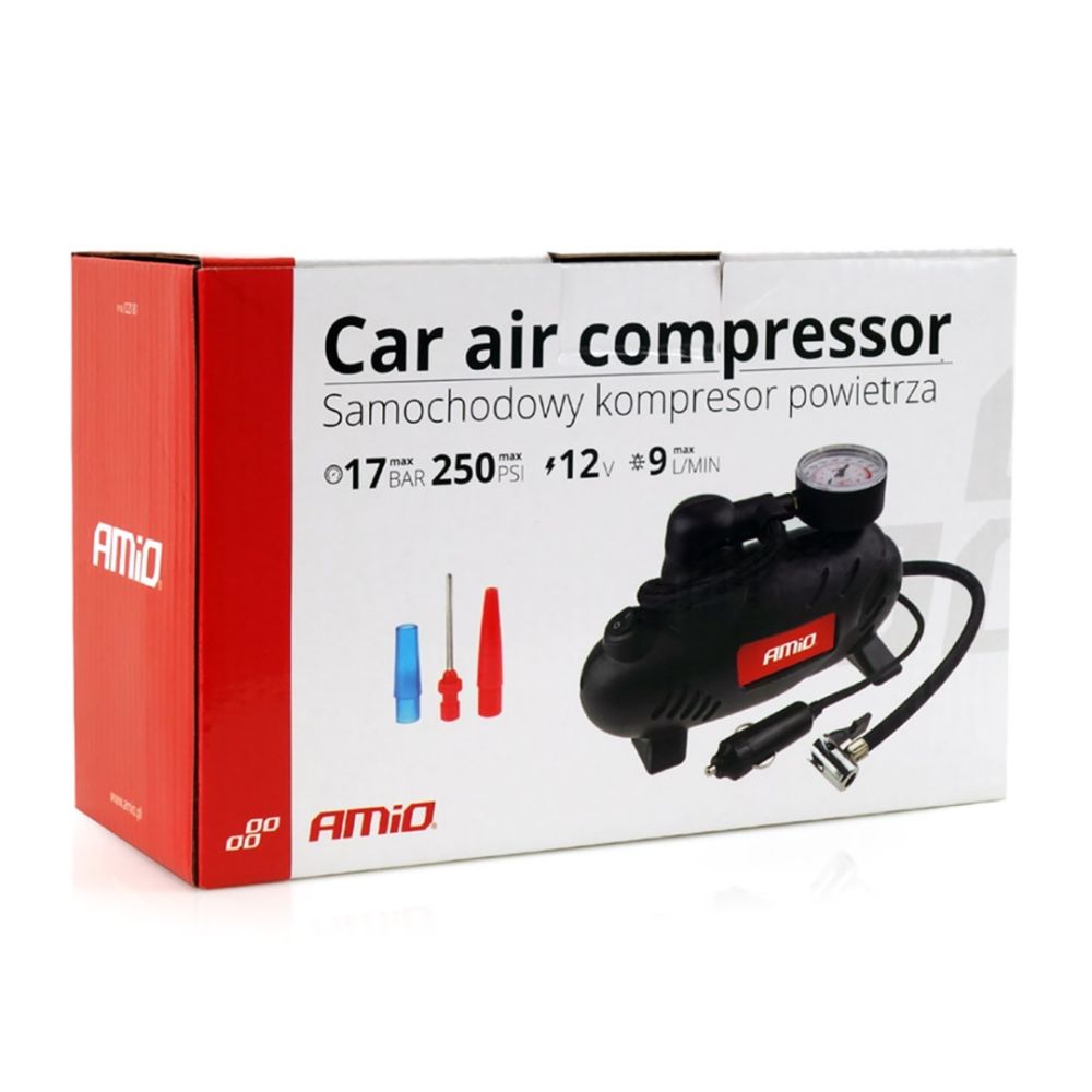 Amio - ΚΟΜΠΡΕΣΕΡ ΑΕΡΑ ΕΛΑΣΤΙΚΩΝ ΠΛΑΣΤΙΚΟ ACOMP-07 12V 250psi 17bar 9l/min ΜΕ ΦΙΣ ΑΝΑΠΤΗΡΑ ΚΑΙ ΔΙΑΚΟΠΤΗ & ΚΑΛΩΔΙΟ 3Μ - 1 Τεμ. (02181/AM)