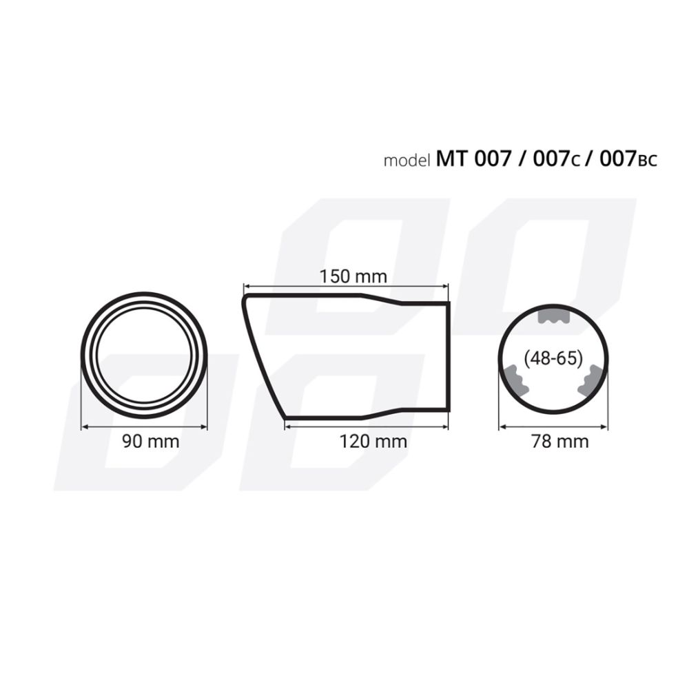 Amio - ΑΚΡΟ ΕΞΑΤΜΙΣΗΣ MT-007BC 48-65mm - ΣΤΡΟΓΓΥΛΟ – 1 ΤΕΜ. (02193/AM)