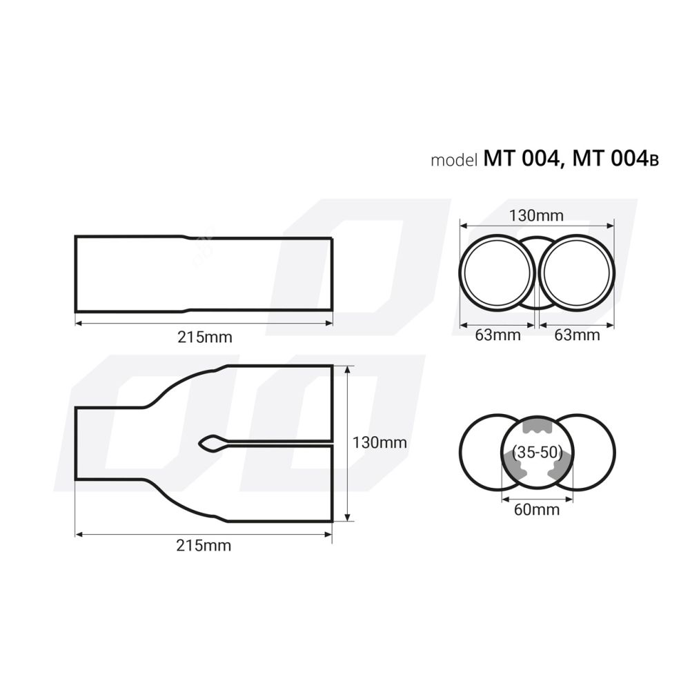 Amio - ΑΚΡΟ ΕΞΑΤΜΙΣΗΣ ΔΙΠΛΗ ΑΠΟΛΗΞΗ ΜΑΥΡΟ 130x215mm Φ35>50mm - 1 τεμ. (02194/AM)