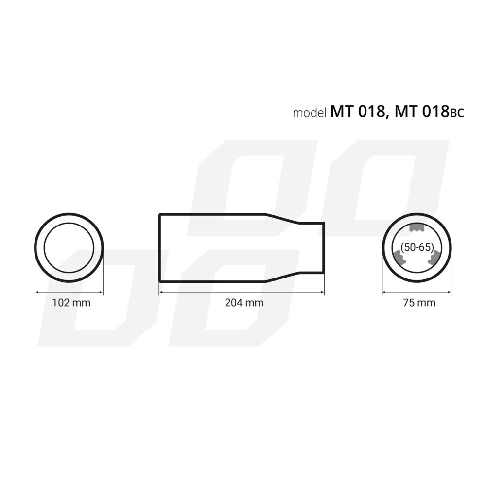 Amio - ΑΚΡΟ (ΜΠΟΥΚΑ) ΕΞΑΤΜΙΣΗΣ MT018BC 50>65mm (ΜΗΚΟΣ: 204mm) -1 ΤΕΜ. (02196/AM)