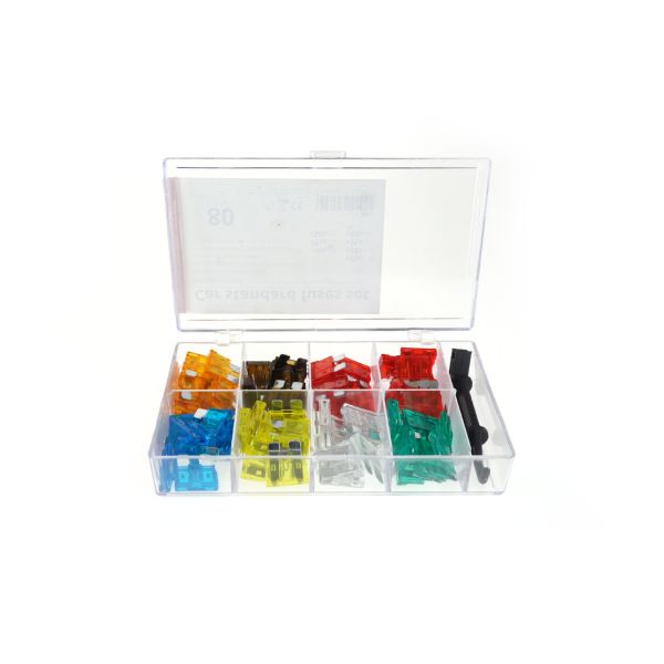 Amio - Ασφάλειες τύπου Standard (ATC/ATO) σετ 80 τεμ. διάφορες εντάσεις σε κασετίνα (10x5A, 10x7.5A, 20x10A, 10x15A, 10x20A, 10x25A, 10x30A) για Επιβατικά Αυτοκίνητα - 1 σετ (02224/AM)