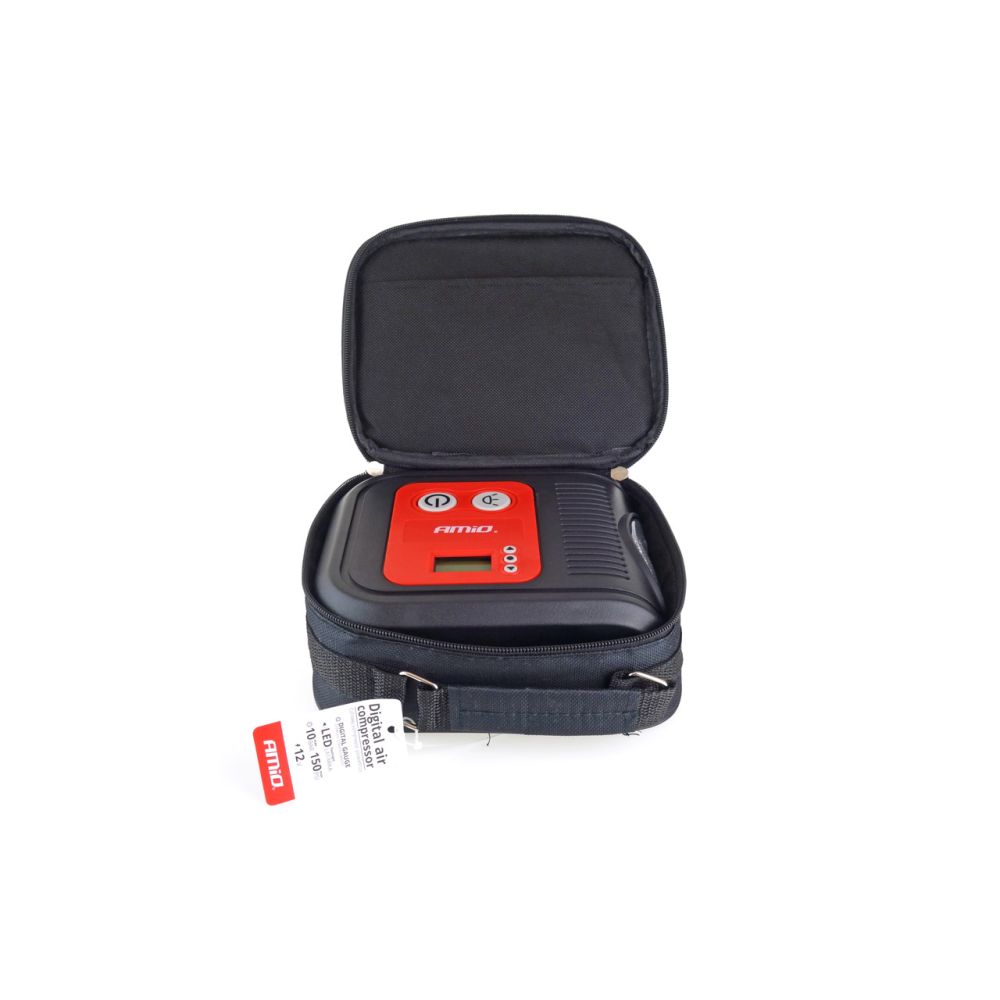 Amio - ΚΟΜΠΡΕΣΕΡ ΑΕΡΑ ΕΛΑΣΤΙΚΩΝ ΨΗΦΙΑΚΟ 12V 150psi 10bar ΜΕ LED ΦΑΚΟ & ΚΑΛΩΔΙΟ 300cm - 1 τεμ. (02380/AM)