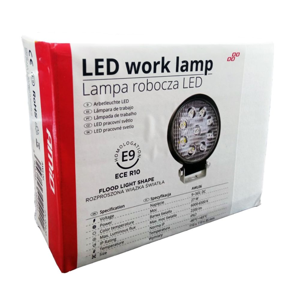 Amio - ΠΡΟΒΟΛΕΑΣ ΕΡΓΑΣΙΑΣ WORKING LAMP FLOOD 9LED 3030 9-36V 2160lm 6000K Φ 110mm AWL06 – 1 ΤΕΜ. (02420/AM)