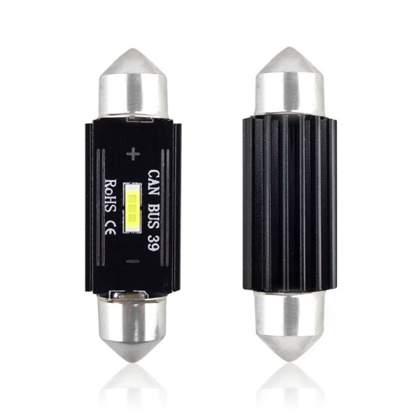 ΛΑΜΠΑΚΙΑ ΠΛΑΦΟΝΙΕΡΑΣ 39mm 12/24V 3,1W 5600K 1LED ULTRA BRIGHT CAN-BUS FESTOON (ΛΕΥΚΟ) AMiO - 2 ΤΕΜ.