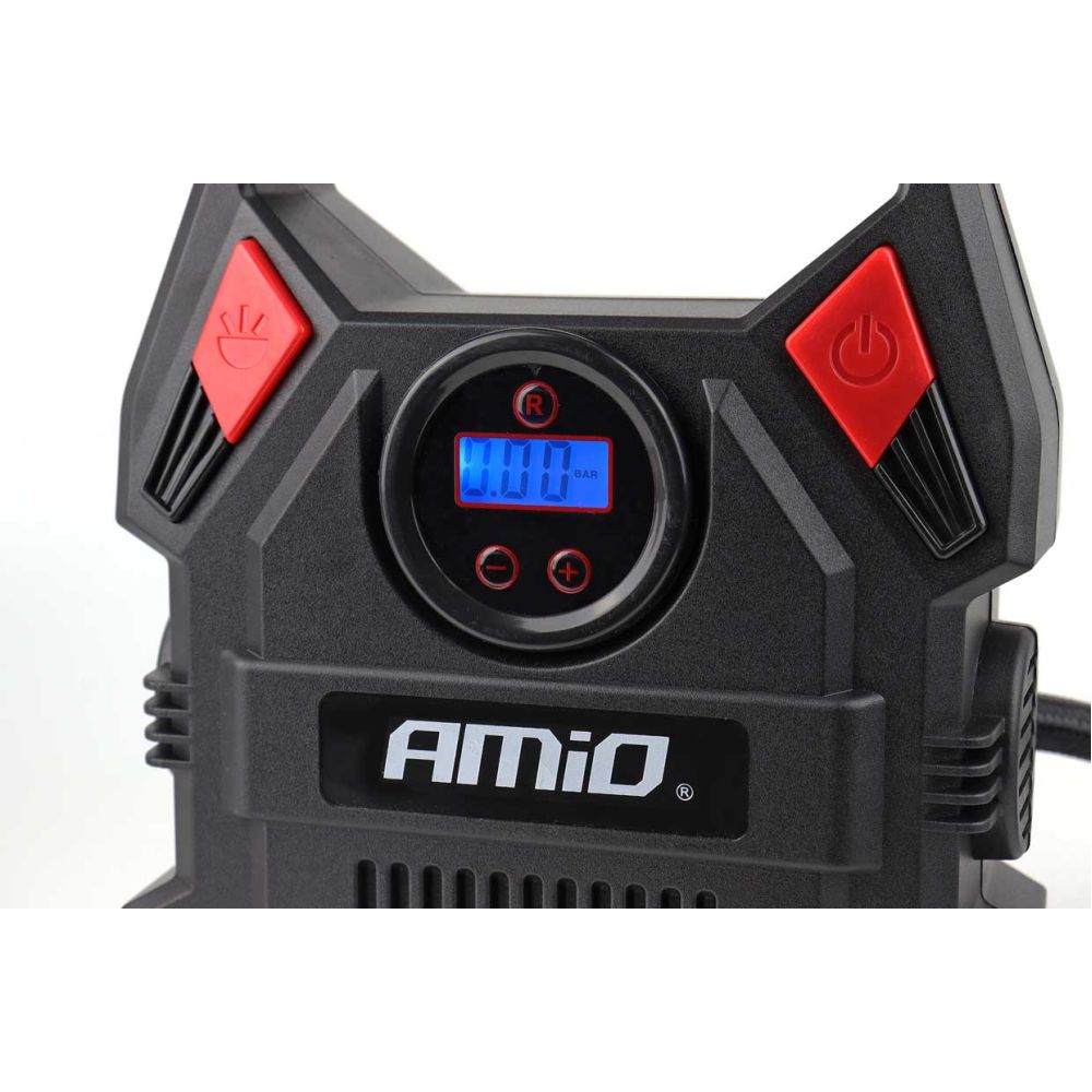 Amio - ΚΟΜΠΡΕΣΕΡ ΑΕΡΑ 12V 10bar/150psi ΜΕ 3 ΑΝΤΑΠΤΟΡΕΣ ΚΑΙ ΨΗΦΙΑΚΗ ΕΝΔΕΙΞΗ ACOMP-17 AMIO - 1 τεμ. (02642/AM)