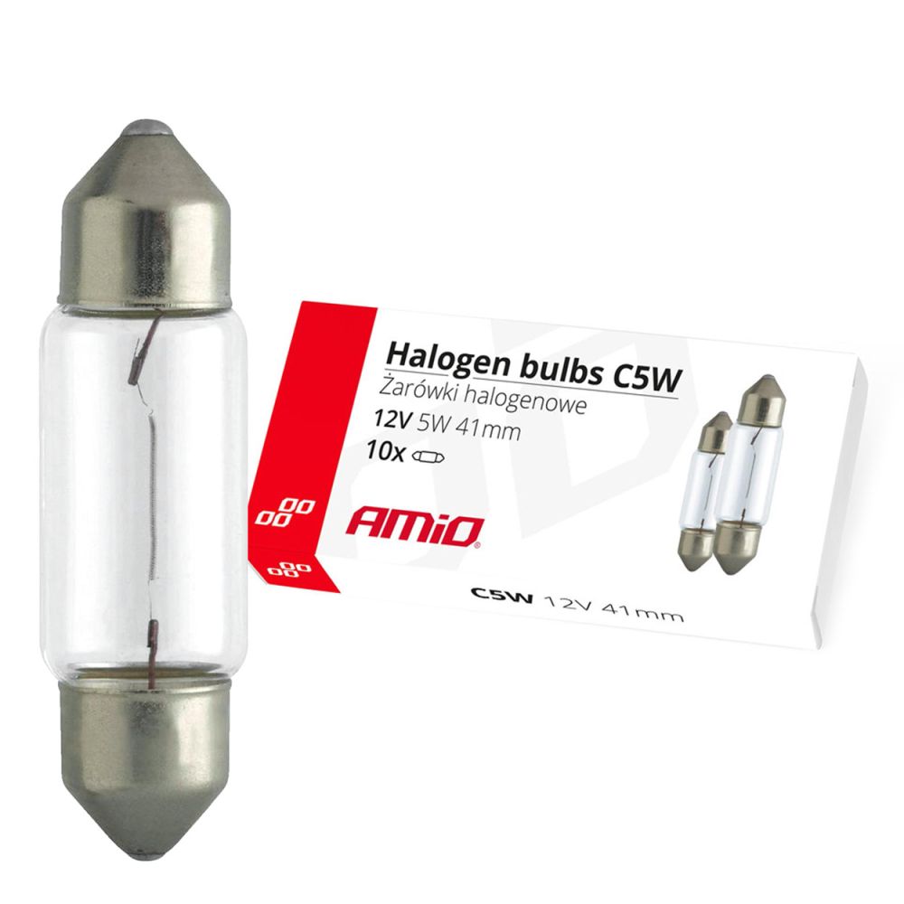 Amio - ΛΑΜΠΑΚΙΑ ΠΛΑΦΟΝΙΕΡΑΣ C5W 12V 5W 41mm ΑΛΟΓΟΝΟΥ ΚΟΥΤΙ - 10 ΤΕΜ. (02554/AM)