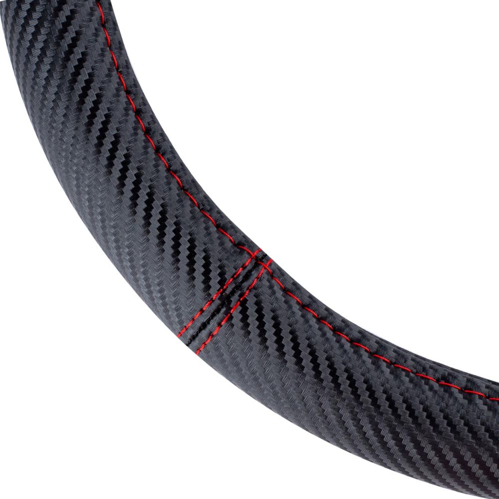 Amio - ΚΑΛΥΜΜΑ ΤΙΜΟΝΙΟΥ SWC-38 M 37-39cm ΣΕ ΜΑΥΡΟ CARBON ΧΡΩΜΑ ΜΕ ΚΟΚΚΙΝΗ ΡΑΦΗ - 1 ΤΕΜ. (02811/AM)