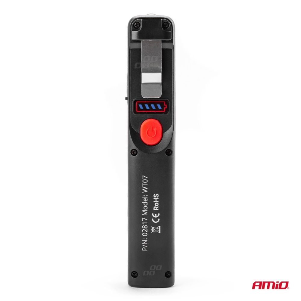 Amio - ΦΑΚΟΣ ΕΡΓΑΣΙΑΣ ΧΕΙΡΟΣ ΜΕ ΓΑΝΤΖΟ/ΜΑΓΝΗΤΗ MICRO USB COB+XPE LED 1200mAh 22x28x164mm - 1 τεμ. (02817/AM)