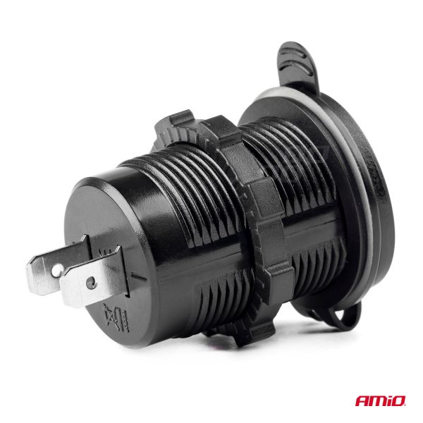 ΠΡΙΖΑ ΦΟΡΤΙΣΤΗΣ USB + TYPE C QUICK CHARGE 12/24V Φ37mmX51mm MOD-08