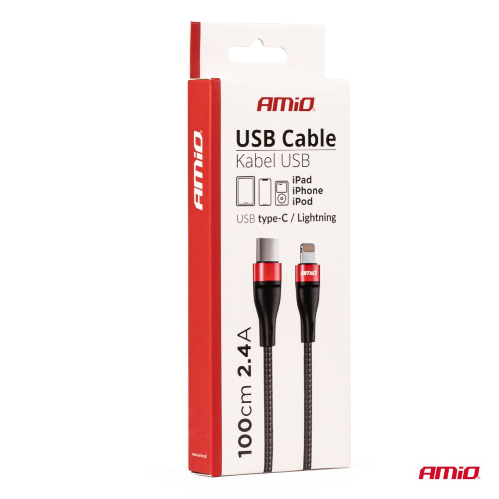 Amio - ΚΑΛΩΔΙΟ ΦΟΡΤΙΣΗΣ ΚΑΙ ΣΥΓΧΡΟΝΙΣΜΟΥ USB TYPE C ΣΕ APPLE LIGHTNING 100cm 2.4A UC-17 - 1 ΤΕΜ. (02929/AM)