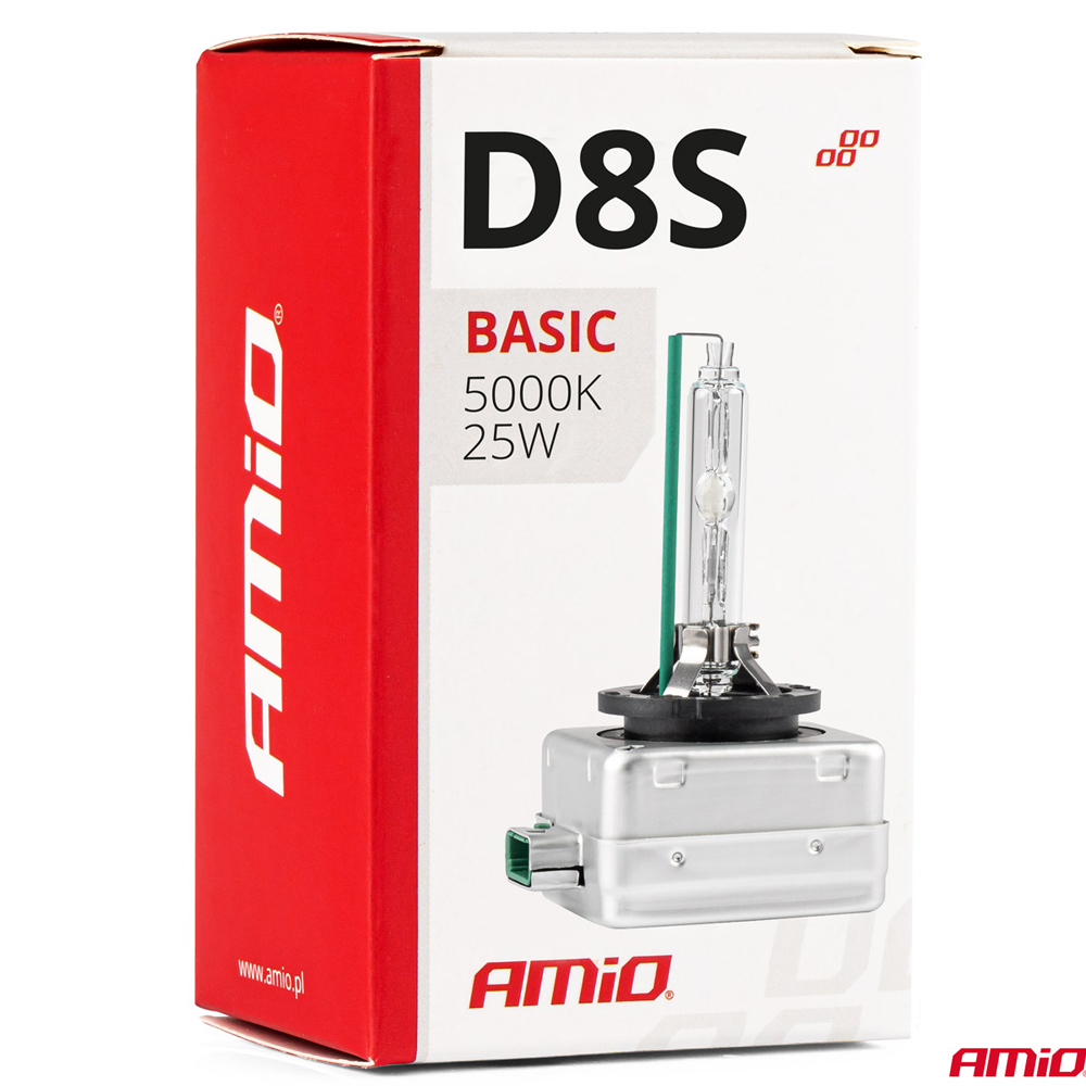 Amio – Λάμπα Xenon D8S 12V 35W 5000K BASIC για ισχυρό φωτισμό δρόμου και καθαρή ορατότητα - 1 Τεμ. (02952/AM)