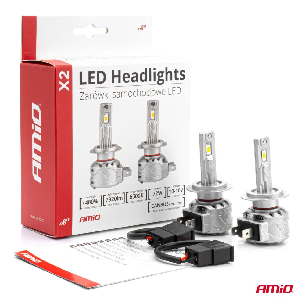 Amio - ΛΑΜΠΕΣ LED H7/H18 10-16V 72W 6.500K 7920lm CANBUS (ΑΝΕΜΙΣΤΗΡΑΚΙ) X2 SERIES - 2ΤΕΜ. (02973/AM)