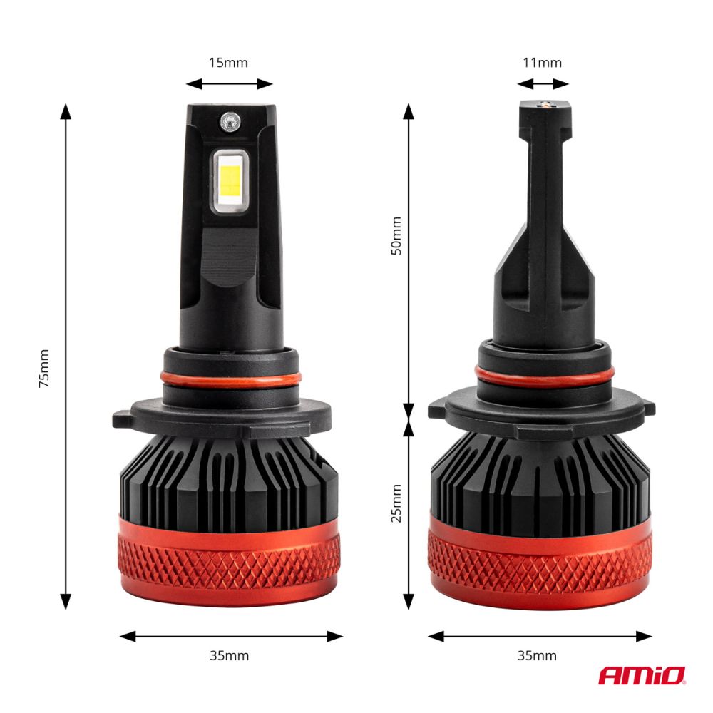 Amio - ΛΑΜΠΕΣ LED CAN-BUS HΒ3 9005 9>16V 90W 6.500K 9900lm (ΜΕ ΑΝΕΜΙΣΤΗΡΑΚΙ) X3 SERIES - 2 Τεμ. (02982/AM)