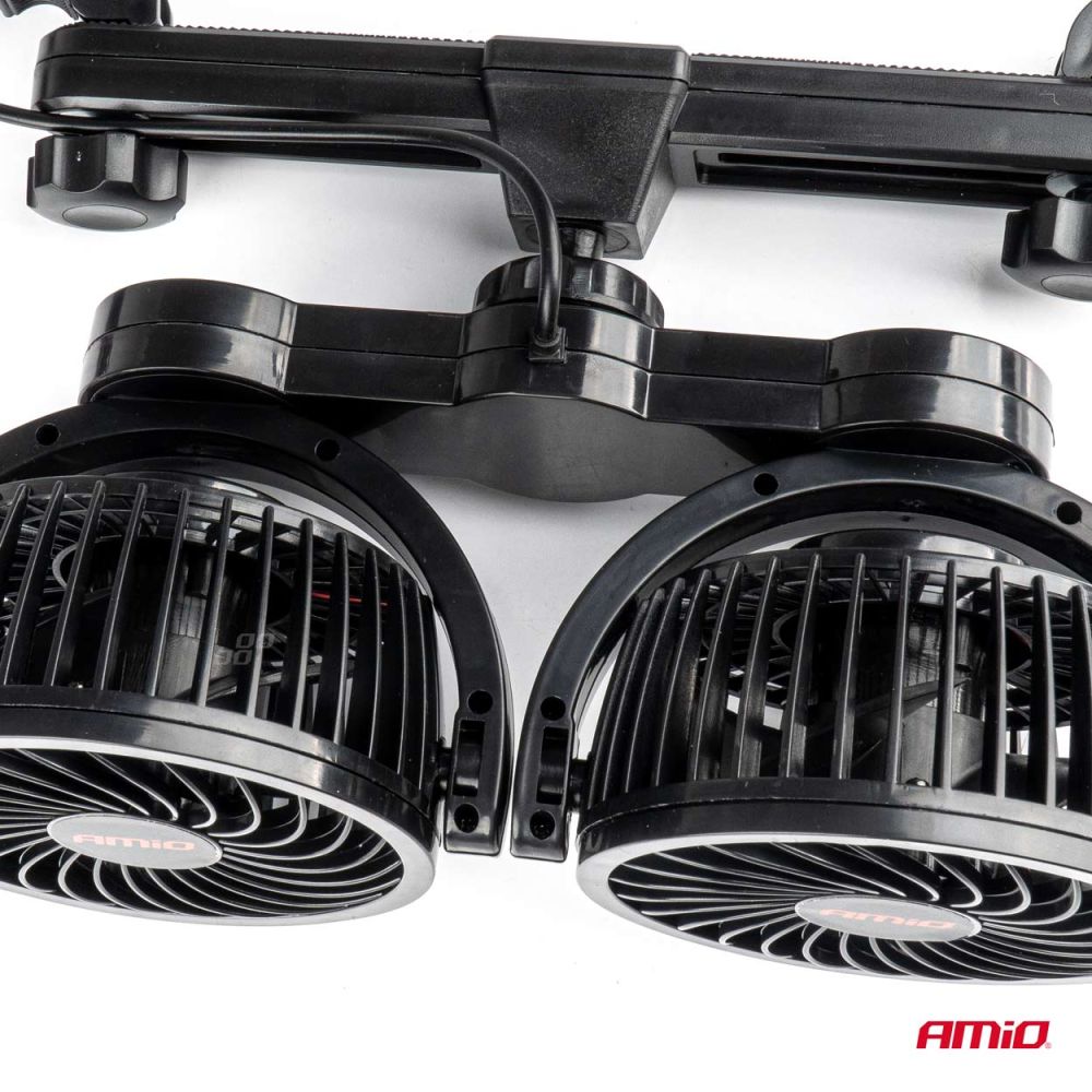 Amio - ΑΝΕΜΙΣΤΗΡΑΣ ΔΙΠΛΟΣ 12V 2χ4''(10,8cm) ΜΕ ΦΙΣ ΑΝΑΠΤΗΡΑ 2 ΤΑΧΥΤΗΤΩΝ & ΣΤΗΡΙΞΗ ΣΤΟ ΠΡΟΣΚΕΦΑΛΟ - 1 TEM. (03008/AM)