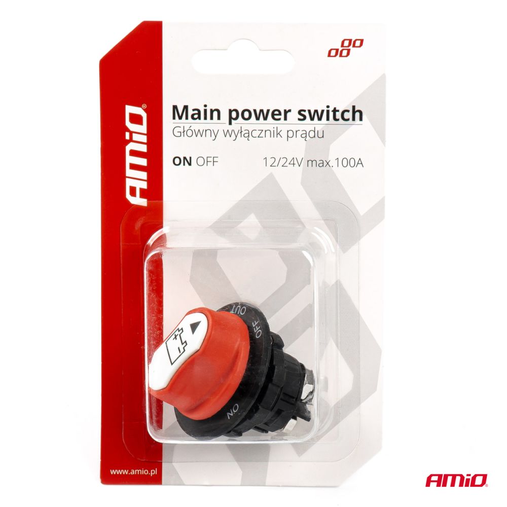 Amio - ΔΙΑΚΟΠΤΗΣ POWER-OFF ΜΠΑΤΑΡΙΑΣ ΓΕΝΙΚΟΥ ΡΕΥΜΑΤΟΣ 12>32V max100A preak 500A 29mm 3 ΛΕΙΤΟΥΡΓΙΩΝ - 1 ΤΕΜ. (03026/AM)