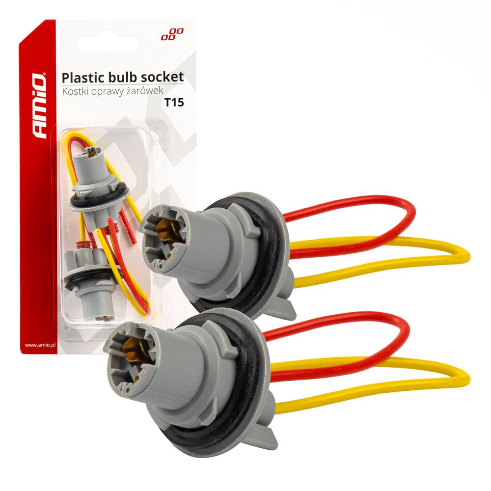 Amio - ΦΙΣΑ 12/24V ΓΙΑ ΛΑΜΠΕΣ T15/W5W/W16W ME ΚΑΛΩΔΙΟ - 2 ΤΕΜ. (03049/AM)