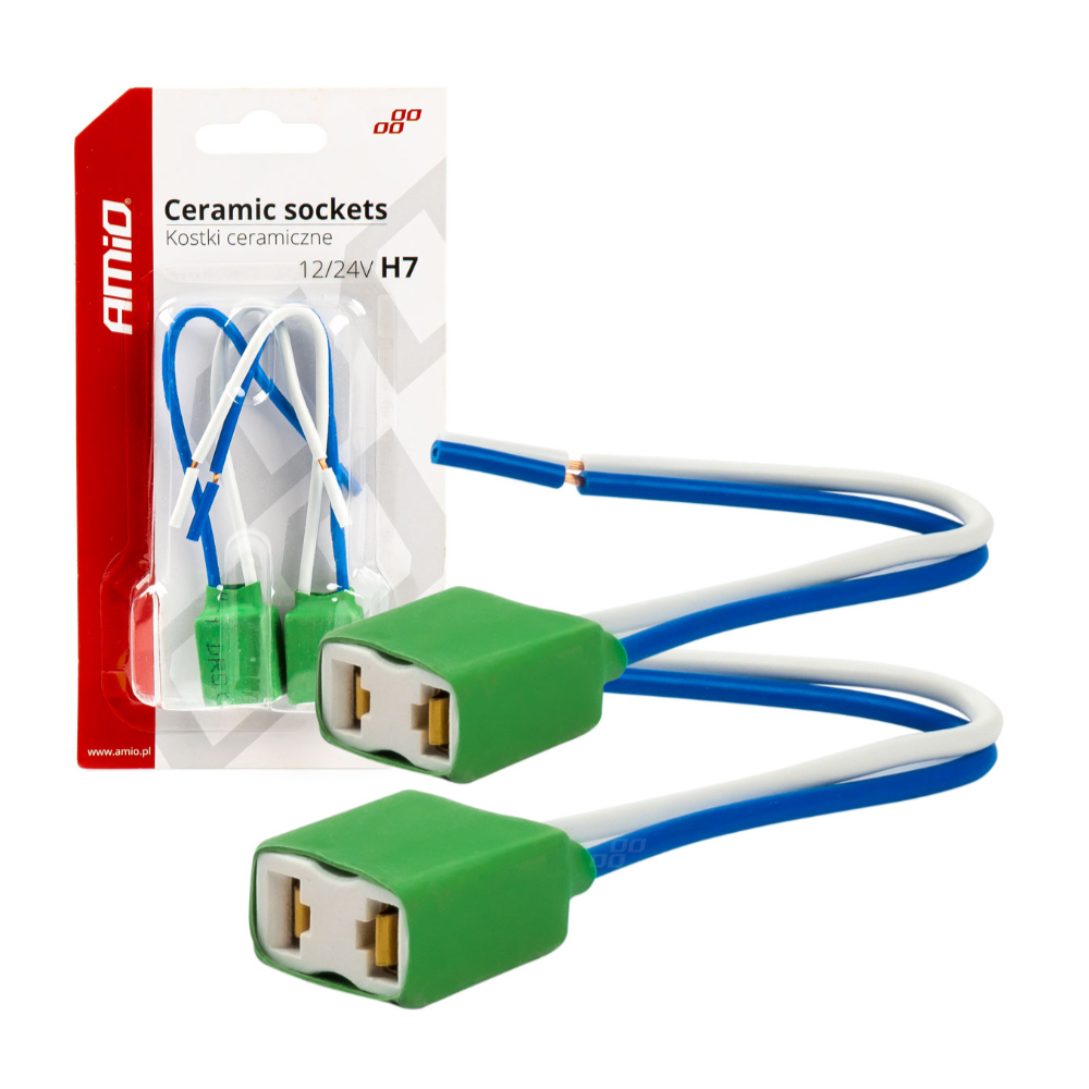 Amio - ΦΙΣΕΣ ΚΕΡΑΜΙΚΕΣ ΓΙΑ H7 ΛΑΜΠΕΣ ΑΛΟΓΟΝΟΥ ΜΕ ΚΑΛΩΔΙΟ - 2 TEM. (03054/AM)