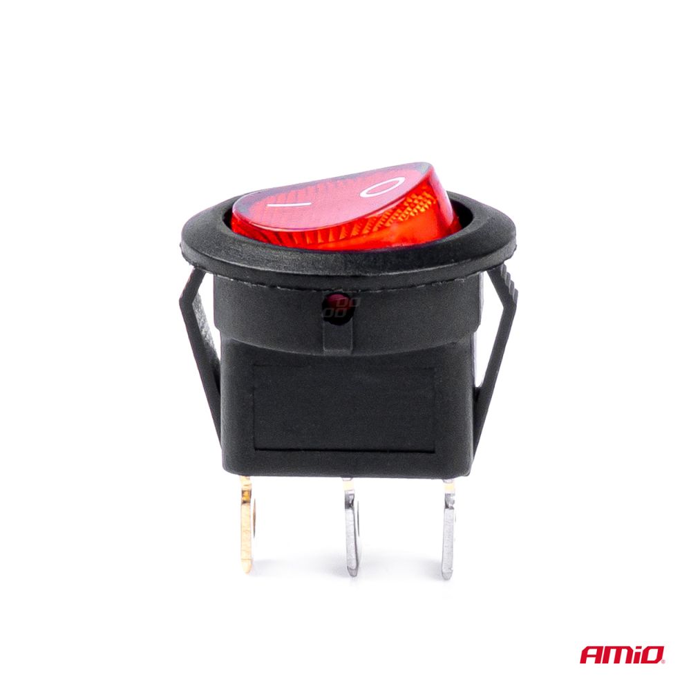 Amio - ΔΙΑΚΟΠΤΗΣ ON/OFF 3 ΕΠΑΦΩΝ 12/24V 20A ΣΤΡΟΓΓΥΛΟΣ ΜΕ ΚΟΚΚΙΝΟ ΦΩΤΙΣΜΟ - 1 ΤΕΜ. (03086/AM)