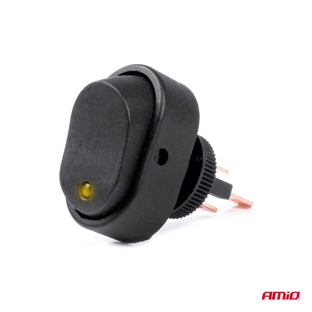 Amio - ΔΙΑΚΟΠΤΗΣ ON/OFF 3 ΕΠΑΦΩΝ ΜΕ LED ΚΙΤΡΙΝΟ 12/24V Φ12mm 30A ΜΕ ΣΠΕΙΡΩΜΑ ΟΒΑΛ - 1 ΤΕΜ. (03088/AM)