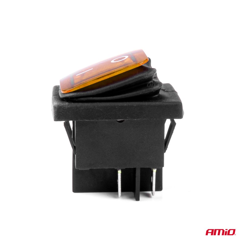 Amio - ΔΙΑΚΟΠΤΗΣ ON/OFF 4 ΕΠΑΦΩΝ 20A 12/24V ΚΙΤΡΙΝΟΣ ΦΩΤΙΣΜΟΣ ΟΡΘΟΓΩΝΙΟΣ - 1 ΤΕΜ. (03091/AM)