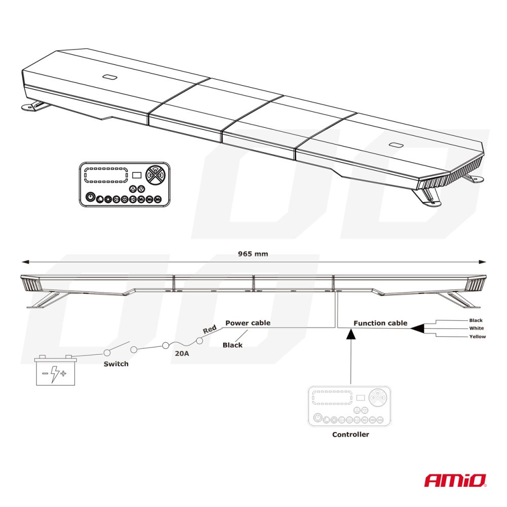 Amio - ΣΤΡΟΜΠΟ ΜΠΑΡΑ 12/24V 156xSMD LED 46'' 51 ΧΡΗΣΕΩΝ ΜΕ ΦΙΣ ΑΝΑΠΤΗΡΑ ΒΙΔΩΤΗ 1168x280X82mm​ - 1 TEM. (03344/AM)
