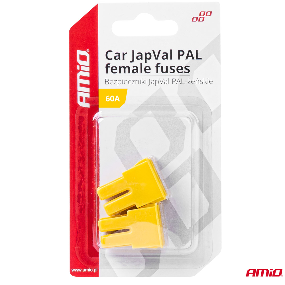 Amio - ΑΣΦΑΛΕΙΕΣ JapVal PAL ΘΗΛΥΚΕΣ 60A ΣΕ ΚΙΤΡΙΝΟ ΧΡΩΜΑ - 2 Τεμ. (03392/AM)