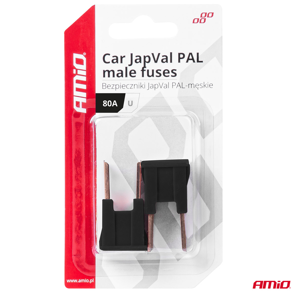 Amio - ΑΣΦΑΛΕΙΕΣ JapVal PAL U ΑΡΣΕΝΙΚΕΣ 80A ΣΕ ΜΑΥΡΟ ΧΡΩΜΑ - 2 Τεμ. (03410/AM)