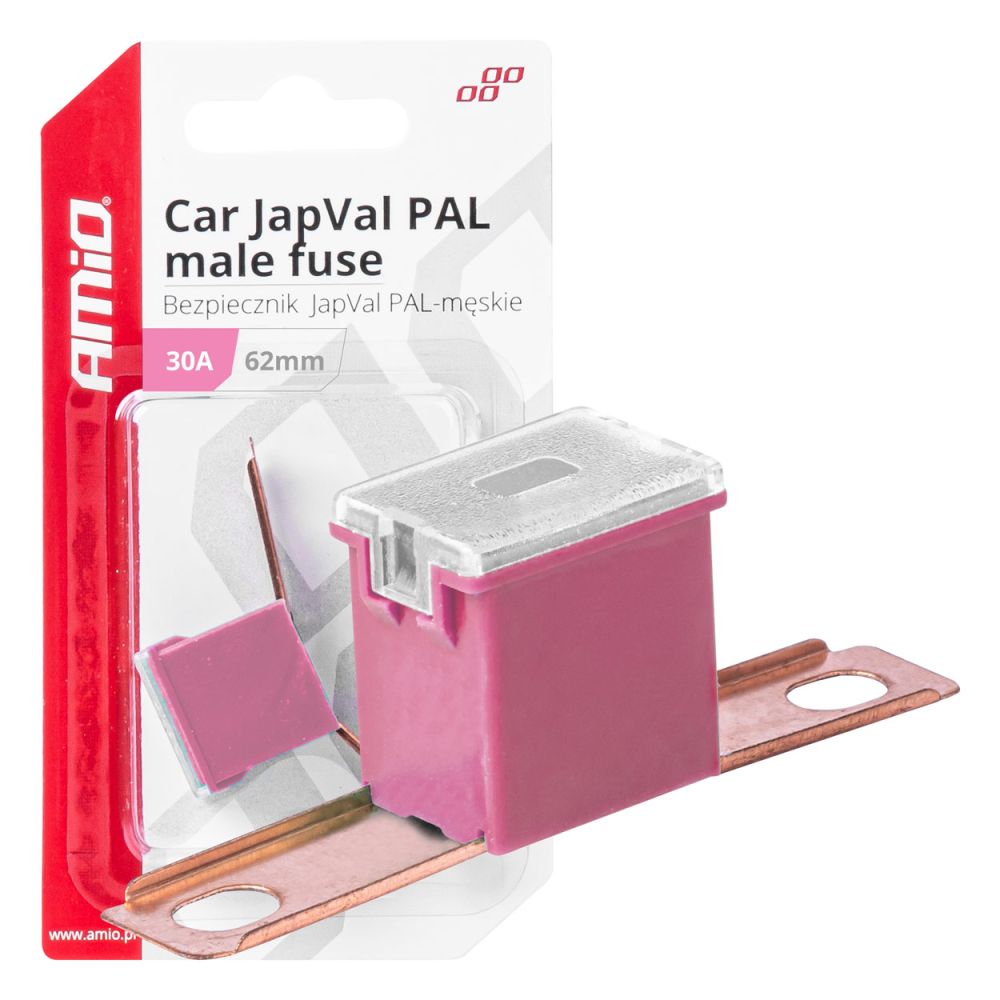Amio - ΑΣΦΑΛΕΙΑ JapVal PAL ΑΡΣΕΝΙΚΗ 62mm 30A ΣΕ ΡΟΖ ΧΡΩΜΑ - 1 Τεμ. (03427/AM)