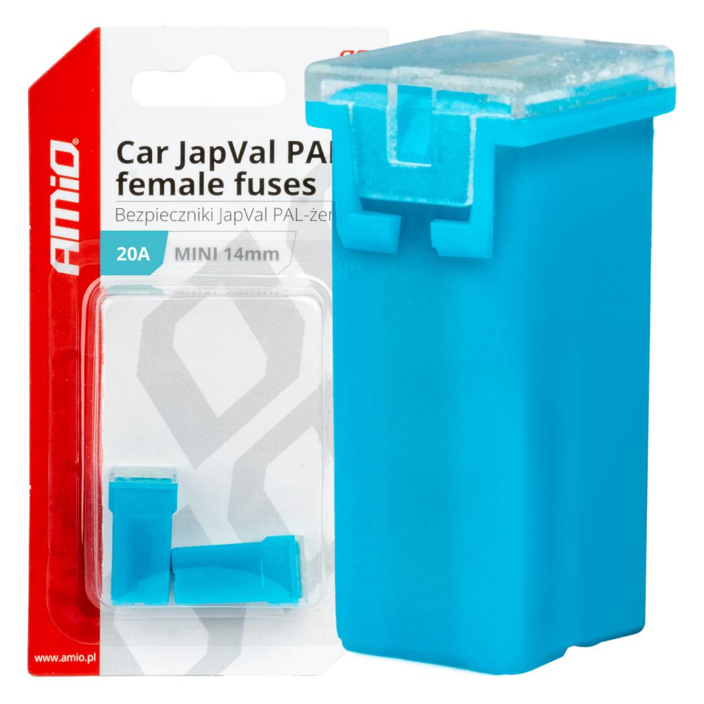 Amio - ΑΣΦΑΛΕΙΕΣ JapVal PAL ΜΙΝΙ 14mm ΘΗΛΥΚΕΣ 20A ΣΕ ΓΑΛΑΖΙΟ ΧΡΩΜΑ - 2 Τεμ. (03435/AM)